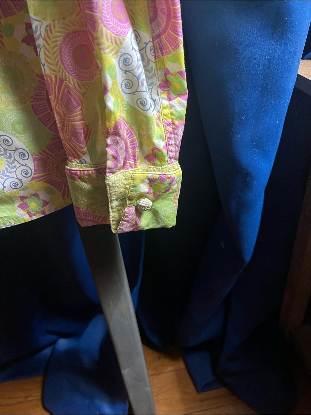 Robert Graham Multicolor Floral Geometric Button-Down Shirt — Pink, Lime, White - Picture 3 of 4